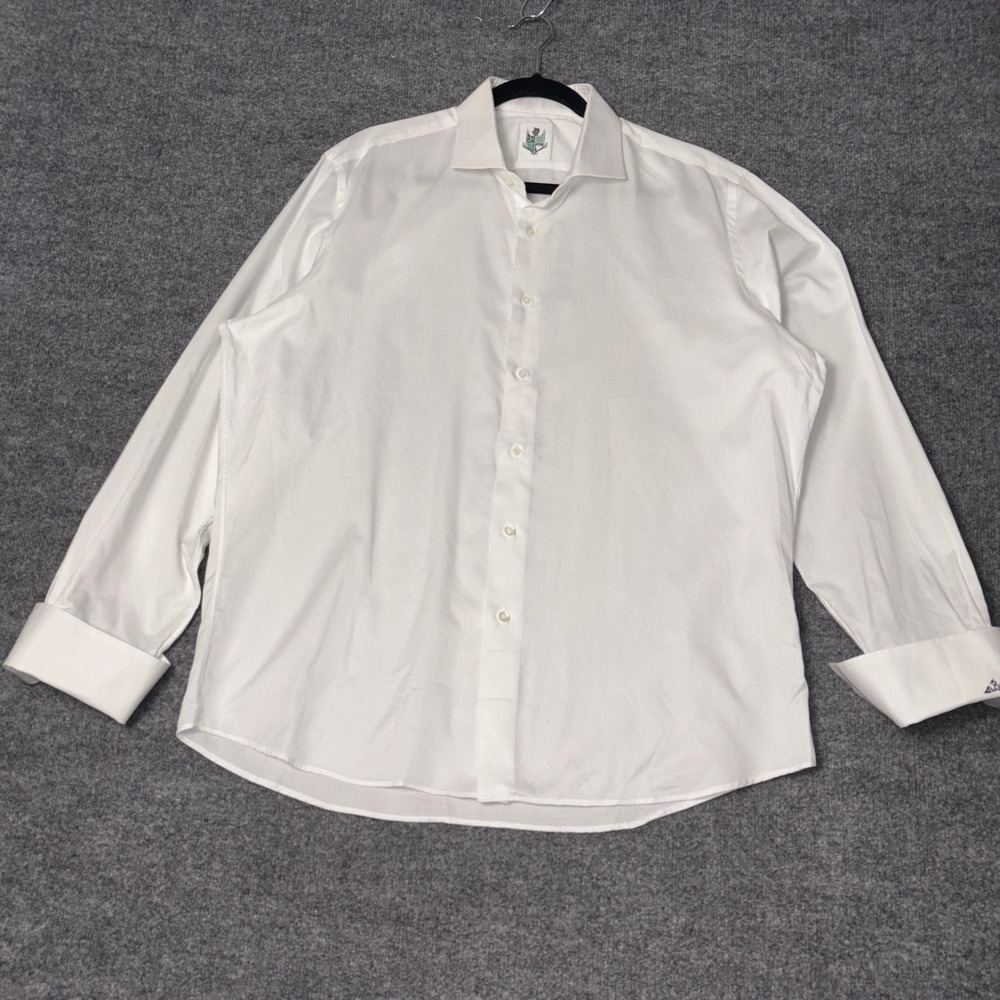 Bello Verde Dress Shirt Mens XL White French Cuff Textured Cotton Long Sleeve